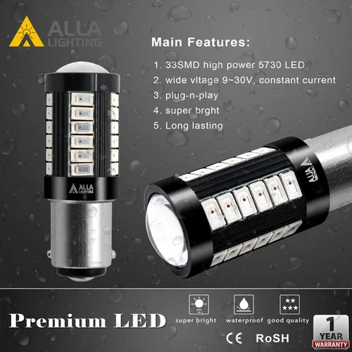 Miniatura 6 de Alla Lighting BAY15D 7518 1157 LED estroboscópica luces de freno bombillas Xtreme Super brillante rojo intermitente luces de parada reemplazo 2057