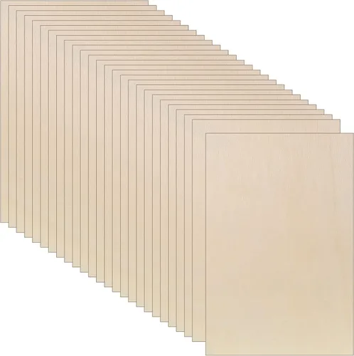 Vicenpal 24 hojas de madera de tilo de 0.118 pulgadas, madera sin terminar para manualidades, tilo para corte láser, modelos arquitectónicos de