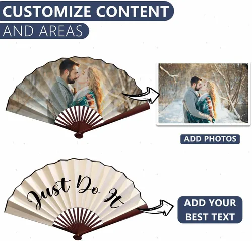 WERWAES Ventilador plegable personalizado con foto personalizada, abanicos plegables para bodas, bailes, salones, cosplay, fiestas, abanicos Madera