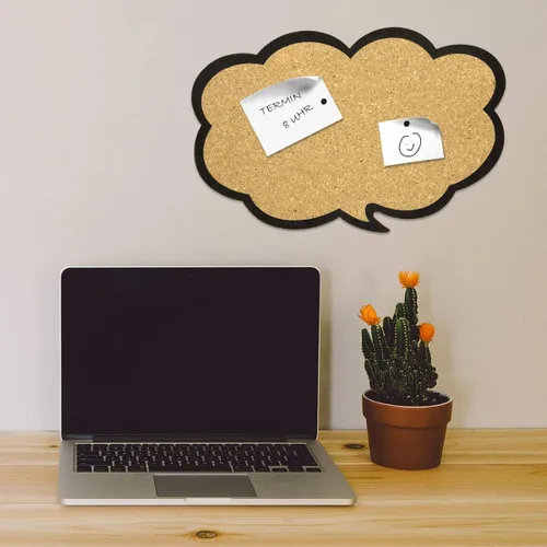 Miniatura 2 de Navaris Tablero de anuncios de corcho – Diseño de burbuja de pensamiento de 11 x 17 pulgadas, incluye 5 pines – Tablero de anuncios de mensajes