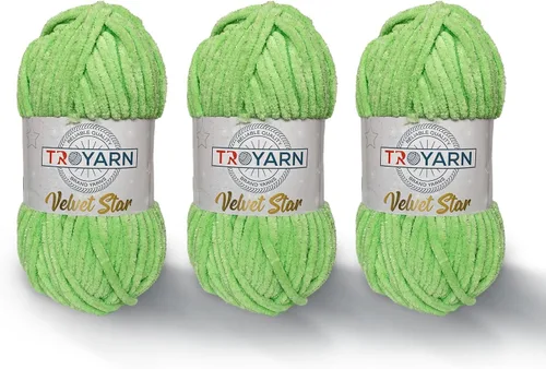 Miniatura 27 de Troyarn Velvet Star (Paquete de 3 Madejas) - Ovillo de felpilla con purpurina plateada para manta de bebé, hilo amigurumi, para ganchillo y tejer
