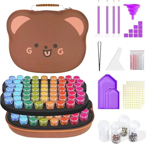 Miniatura 20 de ZORETCO Contenedores de almacenamiento de pintura de diamantes, 60 ranuras, kits de pintura de diamantes, accesorios y herramientas de pintura