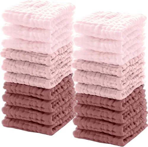 Miniatura 14 de Breling 20 paños de muselina para bebé de 12 x 12 pulgadas, 100% algodón, suave y absorbente, paño de muselina para eructos, toalla facial