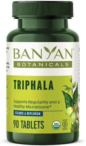 90 comprimidos Banyan Botanicals Triphala USDA orgánico, fórmula equilibrada para la desintoxicación y el rejuvenecimiento*