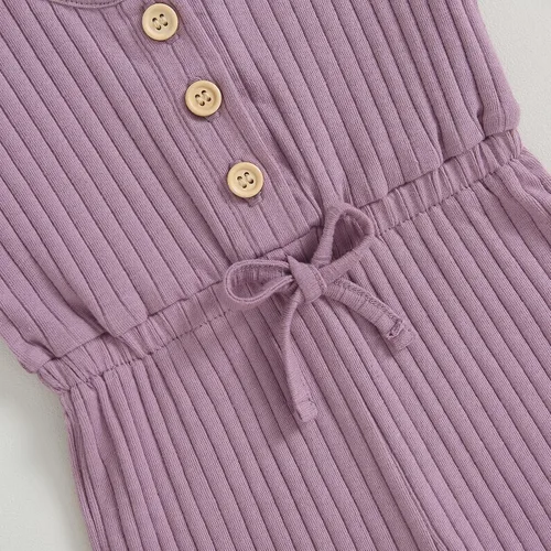 Miniatura 62 de Traje de verano para niña pequeña, de manga corta, acanalado, overol liso, pantalones cortos, ropa para recién nacidos