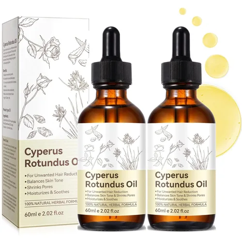 Cyperus Rotundus Oil Hair Inhibitor Serum 2Pcs, Natural Painless Hair Removal for Women & Men, Slow Body & Facial Hair Regrowth, Moisturize Soothe
