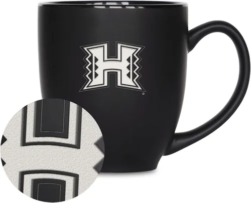 Miniatura 448 de Rico Industries - Taza de cerámica mate negra con grabado láser estándar de 15oz para NCAA (escuelas T & U) - Para bebidas calientes o frías