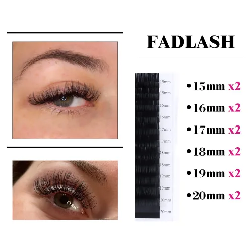 Miniatura 6 de Extensiones de Pestañas Rizo D 0.59-0.79 pulgadas Bandeja Mixta Seda Extensiones de Pestañas Clásicas Suministros Extensiones de Pestañas