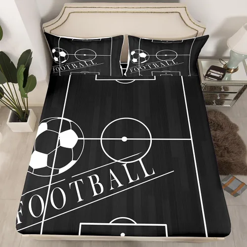 Miniatura 12 de Erosebridal Sábanas de baloncesto para niños y niños, sábana bajera deportiva tamaño individual, sábanas para canchas de baloncesto, ropa de cama