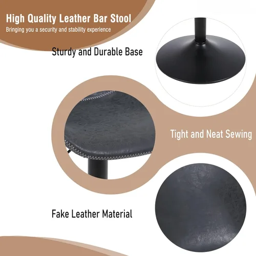 Miniatura 6 de Juego de 2 taburetes de bar, taburetes de bar giratorios de altura de mostrador con respaldo, sillas de bar ajustables, taburete alto sin brazos