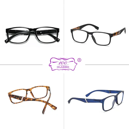 Miniatura 4 de Paquete de 4 lentes de lectura para hombres y mujeres, bloqueo de luz azul, para lectura de computadora, bisagra de resorte, lentes antirreflejos