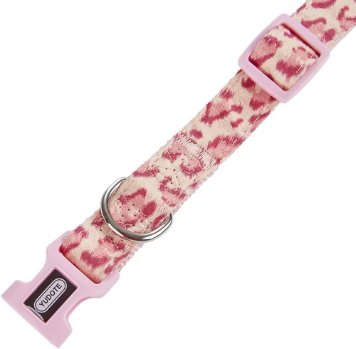 Miniatura 5 de Collar de perro con patrón de leopardo, nailon ajustable y cinta para perros medianos (M, leopardo rosa)