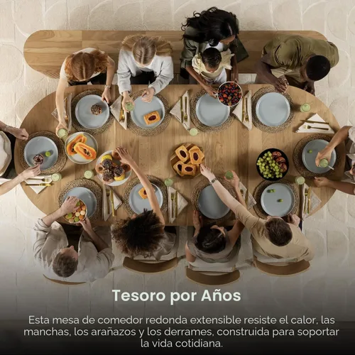 Miniatura 5 de Transformer Table - Mesa de comedor redonda extensible de madera maciza, mesa de comedor redonda extensible, muebles modernos que ahorran espacio