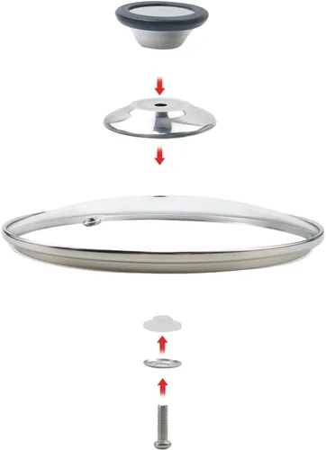 Miniatura 3 de Tapa redonda universal para sartenes, tapa de vidrio templado de 6.5 pulgadas, con orificio de ventilación de vapor y mango resistente al calor