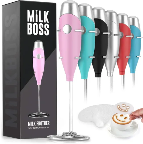 Miniatura 6 de Milk Boss Espumador de leche para café, batidor de matcha de agarre cómodo con baterías incluidas, mezclador eléctrico de matcha y mezclador