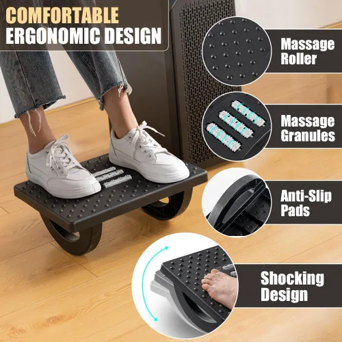 Miniatura 3 de CasaZenith Reposapiés para debajo del escritorio en el trabajo - Taburetes ergonómicos para debajo del escritorio de oficina - Reposapiés oscilante