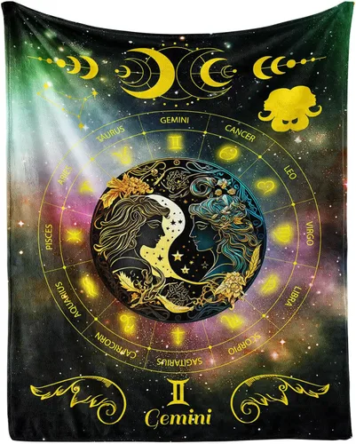 Miniatura 14 de Manta del zodiaco Tauro, manta de franela de 50 x 40 pulgadas, manta de franela con temática de astrología y estrellas y vibrante, manta suave