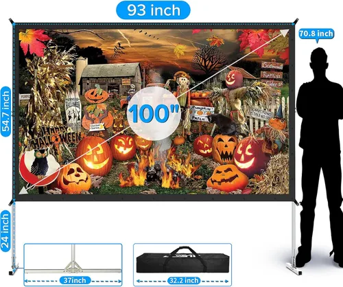 Miniatura 3 de Pantalla de Proyector para Interiores, JWSIT Pantalla de Cine para Exteriores de 100 pulgadas - PVC Mejorado de 3 Capas 16:9 Pantalla de Proyector