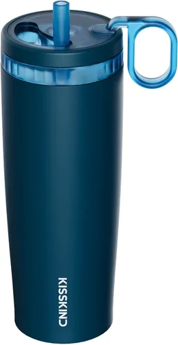 Miniatura 19 de KISSKIND Vaso de café helado con popote oculto, taza de café helado reutilizable de 20 onzas, taza de viaje con forro de cerámica que cabe en bolsas