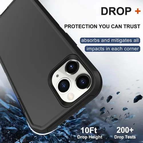 Miniatura 4 de Funda para iPhone 11 Pro Max con funda de clip para cinturón, 2 protectores de pantalla, protección contra caídas de grado militar, cuerpo completo