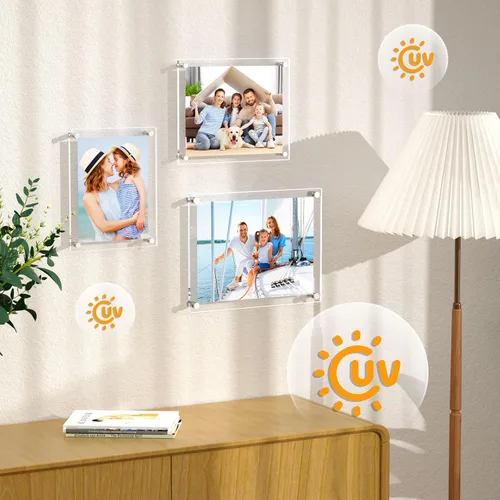 Miniatura 2 de AITEE Paquete de 2 marcos de fotos acrílicos de 8 x 10 pulgadas, marcos de fotos transparentes para pared, modernos sin marco, cubos cuadrados