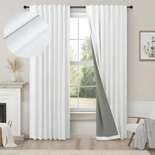 Miniatura 11 de Pitalk Cortinas cortas 100% opacas de lino para cafetería, 40 pulgadas de largo, 2 paneles, cortinas de puerta francesa para ventana, cortina
