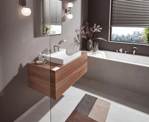 Miniatura 4 de hansgrohe Vivenis 75033821 - Grifo de lavabo de baño moderno de 2 manijas y 3 agujeros y 5 pulgadas de alto en níquel cepillado cepillado níquel