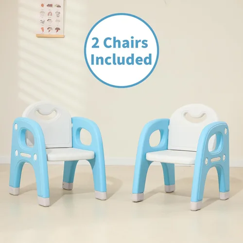 Miniatura 7 de Hulaibit Juego de mesa y 2 sillas para niños, juego de mesa y sillas para niños pequeños con estante de almacenamiento integrado grande, mesa