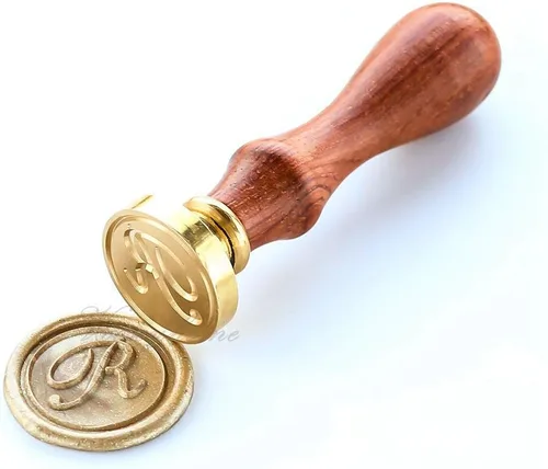Miniatura 3 de VOOSEYHOME - Sello de cera, letra inicial escrita a mano con mango de palisandro, decoración en invitaciones, sobres de correo, tarjetas, libros