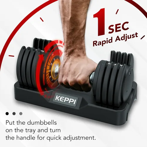 Miniatura 3 de Keppi - Juego de mancuernas ajustables de 25 libras/40 libras/55 libras/60 libras, mango de peso ajustable rápido de metal antideslizante, ejercicio