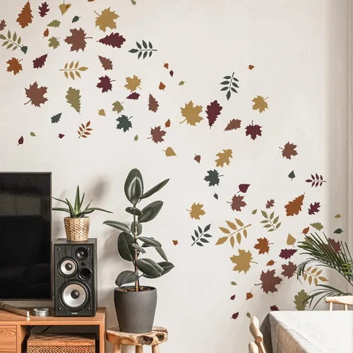 Miniatura 3 de NAKLEO Plantilla de pintura para manualidades A3 de 11.8 x 16.5 pulgadas, patrón de naturaleza de hojas de otoño, plantilla de dibujo de plástico