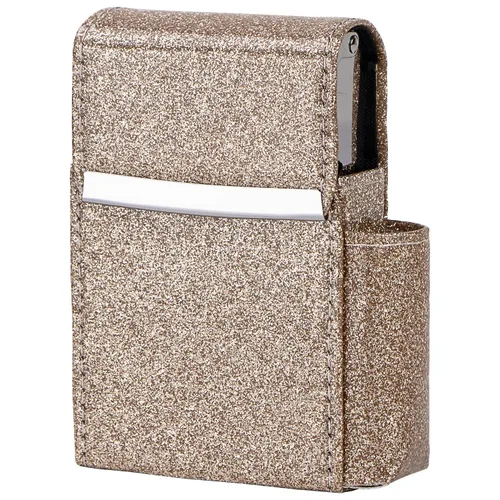 Miniatura 6 de Caja de cigarrillos deslizante de piel sintética con soporte para encendedor y trabilla para cinturón para hombres y mujeres, unisex