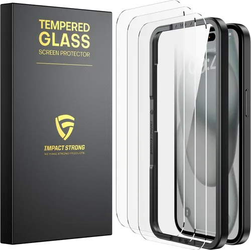Miniatura 25 de ImpactStrong Paquete de 3 protectores de pantalla de vidrio templado inastillables para iPhone 17 Pro Max [marco de fácil instalación]