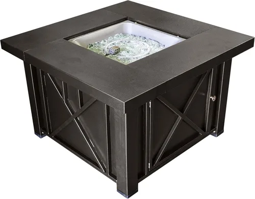 Miniatura 5 de Hiland GSF-DGH Fogata cuadrada de propano con tapa, 40,000 BTU, bronce decorativo
