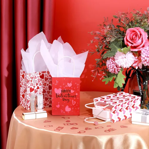 Miniatura 4 de Spakon 16 bolsas de regalo para el día de San Valentín, bolsas de regalo de papel de San Valentín con asas, bolsa para tarjetas, galentinas, regalo