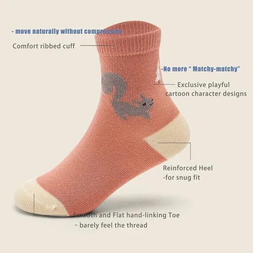 Miniatura 39 de Aisyee Calcetines de algodón para niños, calcetines sin costuras para niños, calcetines coloridos de cuarto de punto, paquete de 6