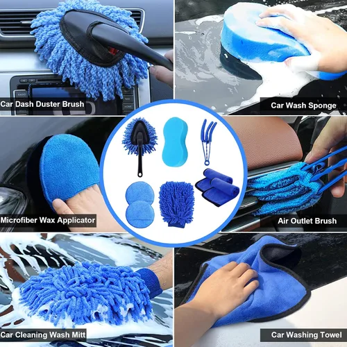 Miniatura 7 de Juego de cepillos de detalle de coche de 29 piezas, kit de detalle de coche, herramientas de suministros de detalle automático con juego de cepillo