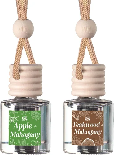 CANDECraftCo - Difusor para colgar en el automóvil, para aceites esenciales, aromas, fragancia, aromaterapia, de larga duración (Manzana y caoba +