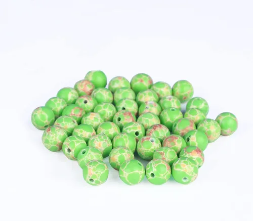 Miniatura 4 de 47 cuentas de jaspe de sedimento marino auténtico, color verde natural, de 0.315 pulgadas, cuentas de jaspe imperial lisas, espaciador redondo