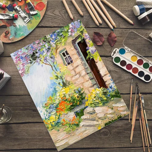 Miniatura 6 de Fixwal Tableros de lienzo para pintura, paquete de 18 lienzos de pintura artística, paquete múltiple de 4 x 4, 5 x 7, 8 x 10, 9 x 12, 11 x 14