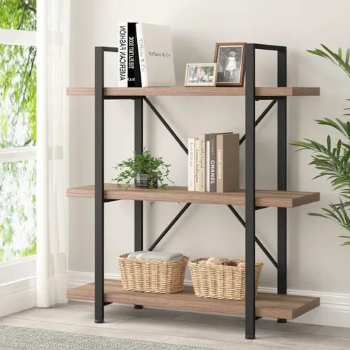 Miniatura 17 de HSH Estantería negra de 5 niveles de alto, estante de almacenamiento de madera y metal, estantería industrial moderna Etagere de 5 estantes, estante