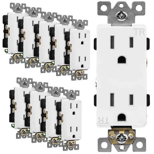 Miniatura 12 de ENERLITES Toma de corriente decorativa de grado industrial, 15A 125V, receptáculo dúplex resistente a manipulaciones, conexión a tierra, 5-15R, 2