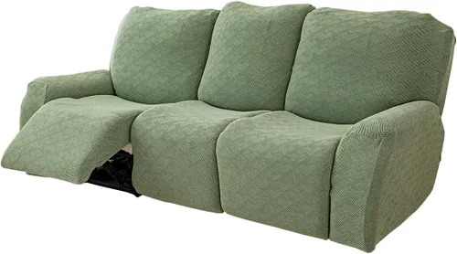 Miniatura 8 de vctops Fundas elásticas para sofá reclinable de 8 piezas, fundas de jacquard grande para sofá reclinable de 3 asientos, protector suave Blanco