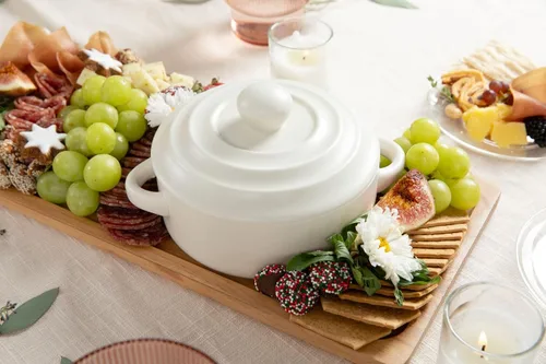 Miniatura 6 de Plato y calentador de queso Brie de gres con tapa, apto para horno, ideal para tabla de embutidos y accesorios de mesa de pastoreo, perfecto