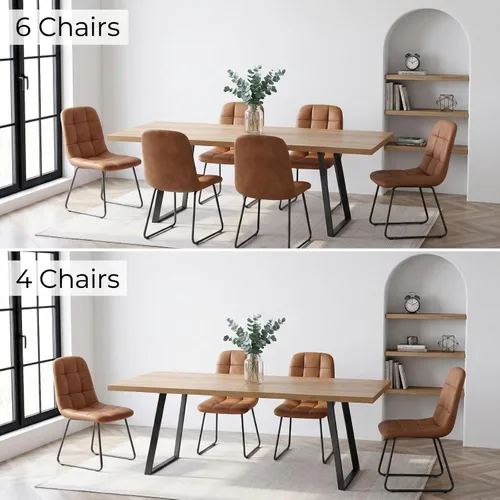 Miniatura 6 de ZckyCine Mesa de Comedor Moderna de Mediados de Siglo y Sillas para 4 Rectangular de Madera Expandible que Ahorra Espacio Multifuncional Marrón