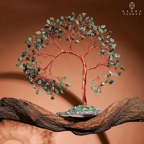 Miniatura 3 de Árbol de la Vida de Cristal de Aventurina Verde, Árboles de Cristales Curativos de 7 Chakras, Árbol Bonsái de Dinero Hecho a Mano, Decoración Feng