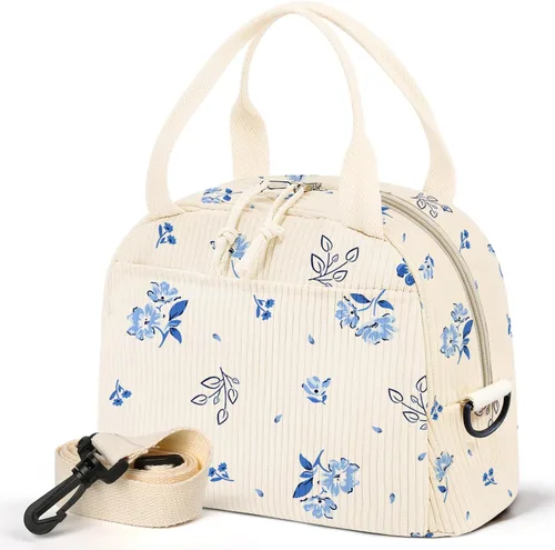 Miniatura 10 de WOBAGMEN Lonchera para Mujer, Bolsa de Almuerzo Linda de Cordura Aislada con Correa para Mujeres Adultas para Trabajo y Picnic (beige)