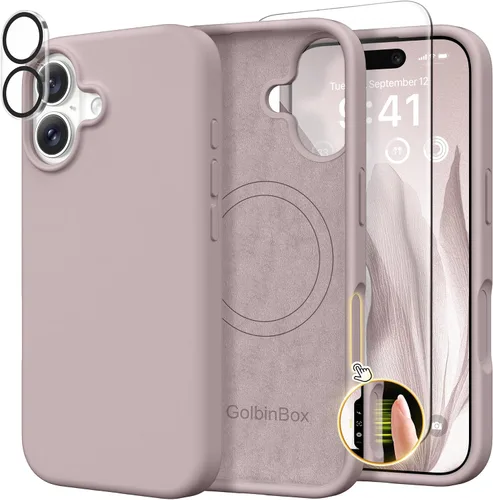 Miniatura 106 de GolbinBox Funda magnética para iPhone 17, compatible con MagSafe, cubierta de silicona integrada para control de cámara, funda de silicona líquida a