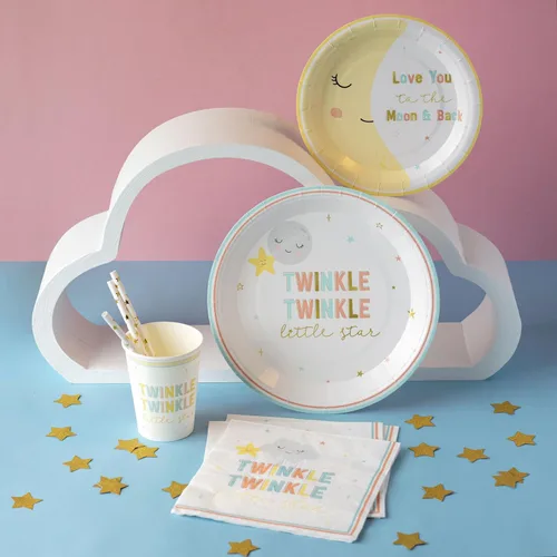Miniatura 3 de Kate Aspen Twinkle Twinkle - Platos de papel decorativos de alta calidad de 7 pulgadas, suministros para fiestas (peso de 350 GSM, juego de 16)