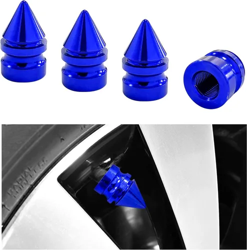 Miniatura 11 de Ziciner 4 tapas de válvula de neumático de automóvil, accesorios de aleación de aluminio con pinchos, cubiertas de vástago de rueda a prueba de Verde